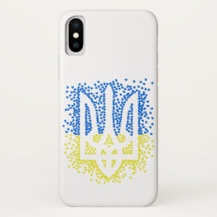 Ukrainian emblem trident tryzub scattering hearts iPhone x case