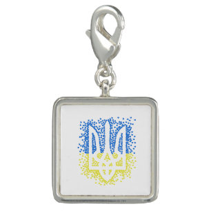 Ukrainian emblem trident tryzub scattering hearts charm