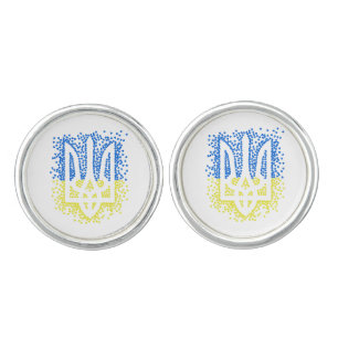 Ukrainian emblem trident tryzub scattering hearts cufflinks