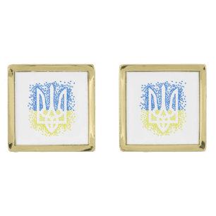 Ukrainian emblem trident tryzub scattering hearts cufflinks