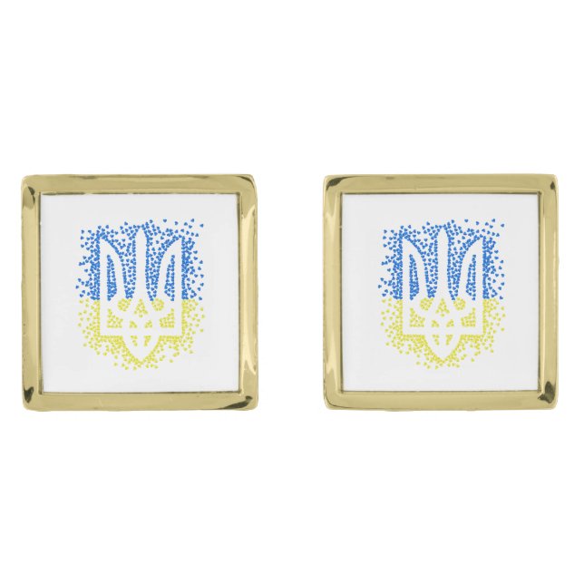 Ukrainian emblem trident tryzub scattering hearts cufflinks (Front)