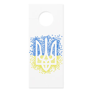 Ukrainian emblem trident tryzub scattering hearts door hanger