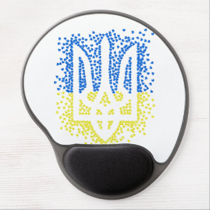 Ukrainian emblem trident tryzub scattering hearts gel mouse pad