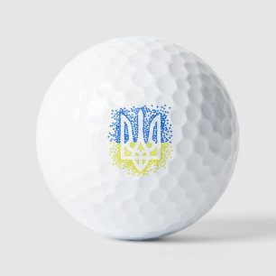 Ukrainian emblem trident tryzub scattering hearts golf balls