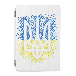 Ukrainian emblem trident tryzub scattering hearts iPad mini cover