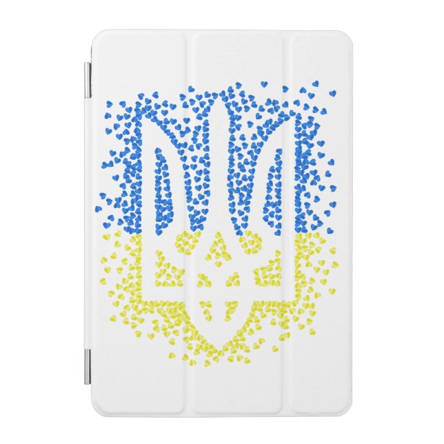 Ukrainian emblem trident tryzub scattering hearts iPad mini cover (Front)