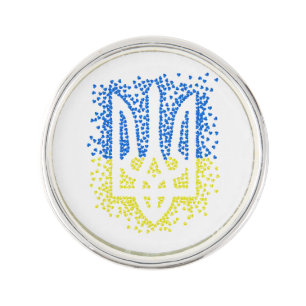 Ukrainian emblem trident tryzub scattering hearts lapel pin