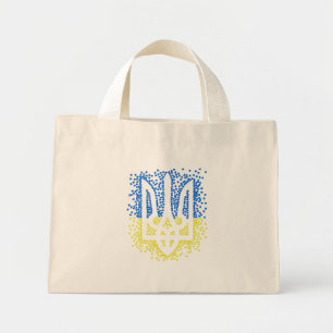 Ukrainian emblem trident tryzub scattering hearts mini tote bag