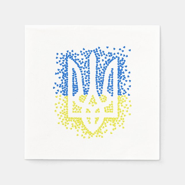 Ukrainian emblem trident tryzub scattering hearts napkins (Front)