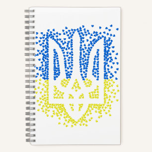 Ukrainian emblem trident tryzub scattering hearts notebook