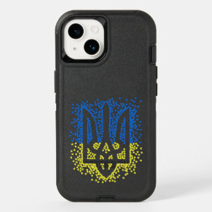 Ukrainian emblem trident tryzub scattering hearts OtterBox iPhone 14 case