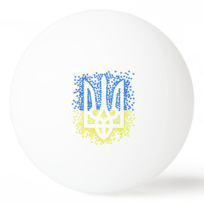 Ukrainian emblem trident tryzub scattering hearts ping pong ball