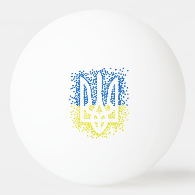Ukrainian emblem trident tryzub scattering hearts ping pong ball (Front)