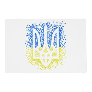 Ukrainian emblem trident tryzub scattering hearts placemat
