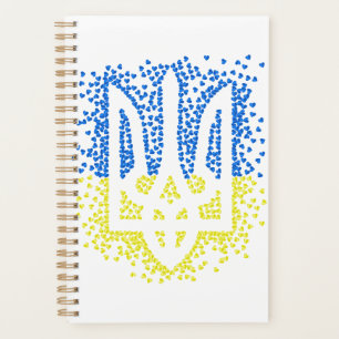 Ukrainian emblem trident tryzub scattering hearts planner