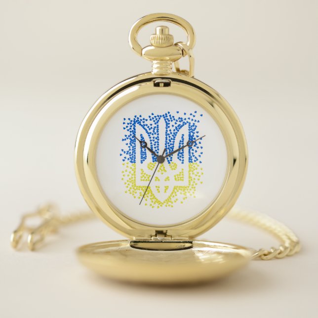 Ukrainian emblem trident tryzub scattering hearts pocket watch (Inside)