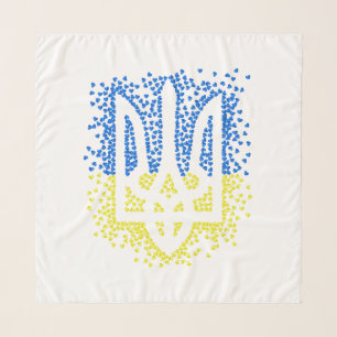 Ukrainian emblem trident tryzub scattering hearts scarf