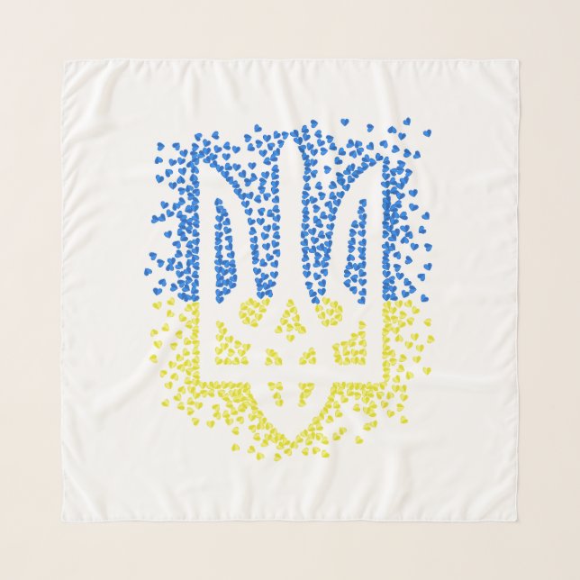 Ukrainian emblem trident tryzub scattering hearts scarf (Front)