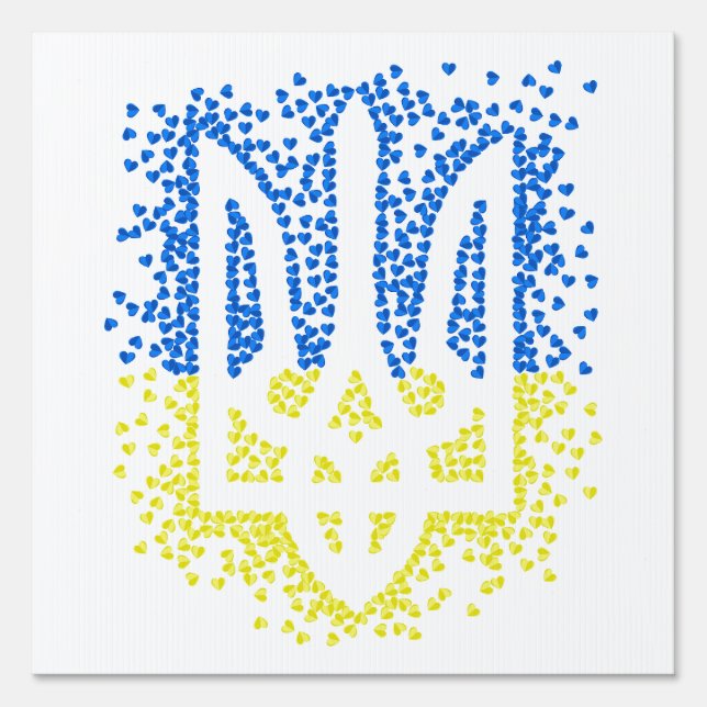 Ukrainian emblem trident tryzub scattering hearts sign (Front)