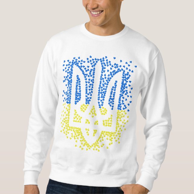 Ukrainian emblem trident tryzub scattering hearts sweatshirt (Front)