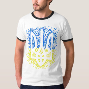 Ukrainian emblem trident tryzub scattering hearts T-Shirt
