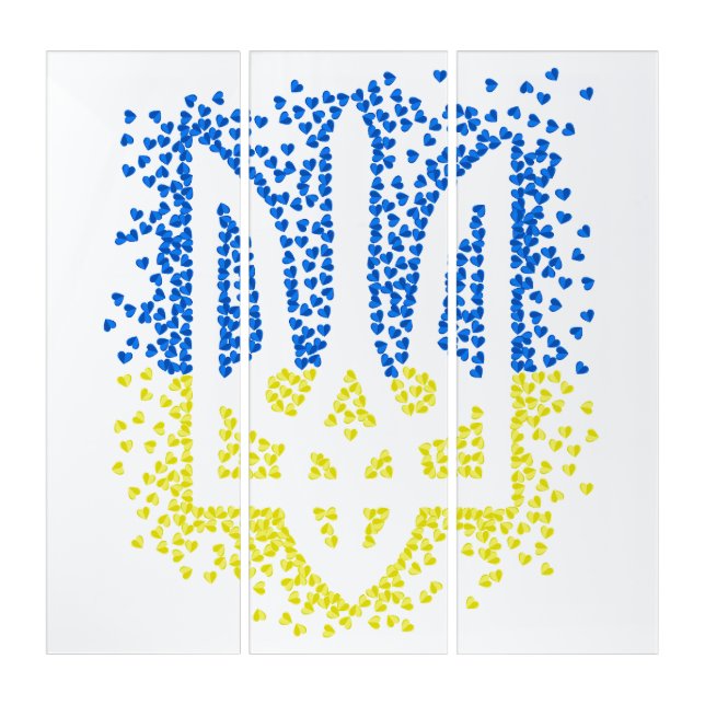 Ukrainian emblem trident tryzub scattering hearts triptych (Front)