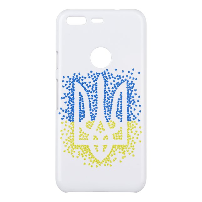 Ukrainian emblem trident tryzub scattering hearts uncommon google pixel case (Back)