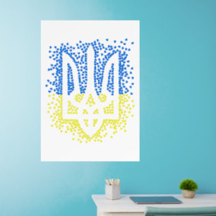 Ukrainian emblem trident tryzub scattering hearts wall decal