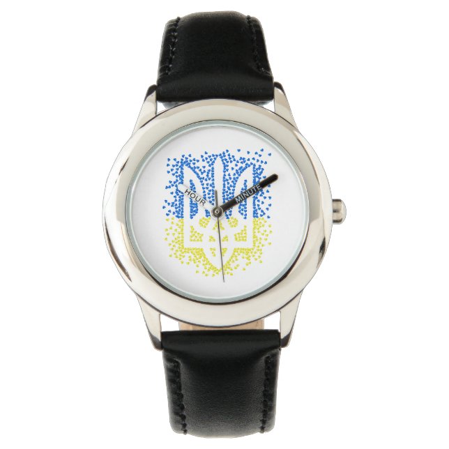Ukrainian emblem trident tryzub scattering hearts watch (Front)