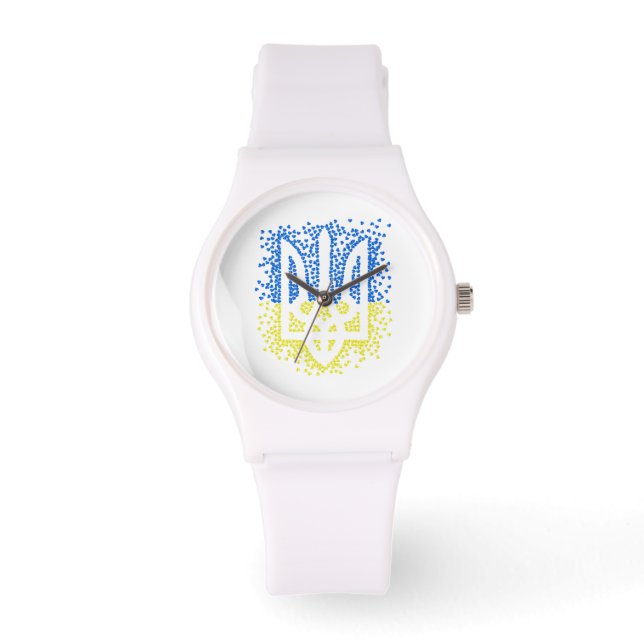 Ukrainian emblem trident tryzub scattering hearts watch (Front)