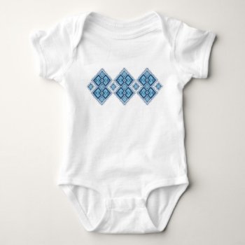 Ukrainian Embroidery Blue Vyshyvanka Baby Bodysuit by Ink_Ribbon at Zazzle