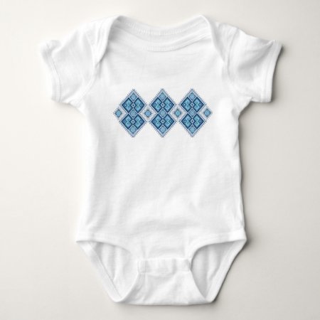 Ukrainian Embroidery Blue Vyshyvanka Baby Bodysuit