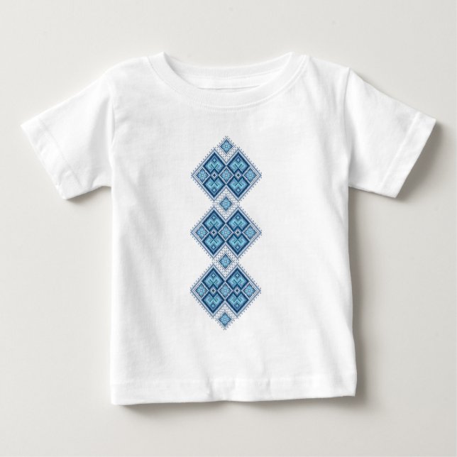 Ukrainian embroidery blue vyshyvanka baby T-Shirt (Front)