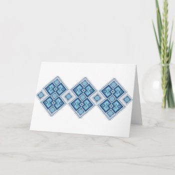 Ukrainian Embroidery Blue Vyshyvanka Card by Ink_Ribbon at Zazzle