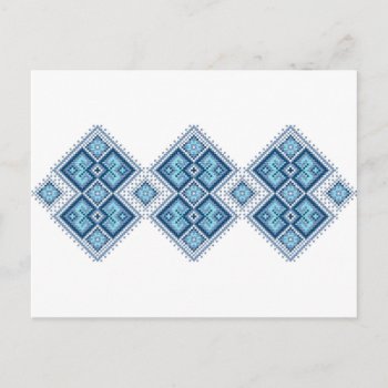 Ukrainian Embroidery Blue Vyshyvanka Postcard by Ink_Ribbon at Zazzle