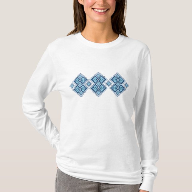 Ukrainian embroidery blue vyshyvanka T-Shirt (Front)