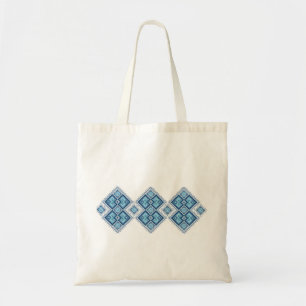 Ukrainian embroidery blue vyshyvanka tote bag