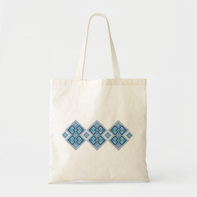 Ukrainian embroidery blue vyshyvanka tote bag (Front)