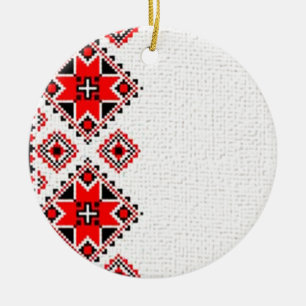 Ukrainian embroidery ceramic ornament