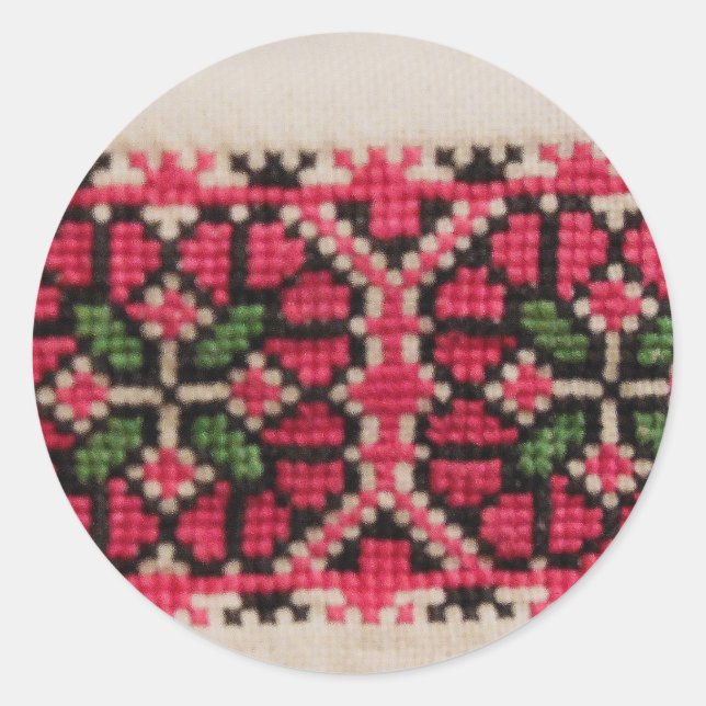 Ukrainian Embroidery Classic Round Sticker (Front)