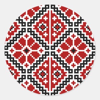 Ukrainian Embroidery Classic Round Sticker by biutiful at Zazzle