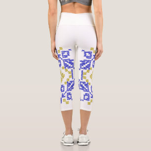 Ukrainian embroidery in the colors of the Ukraini Capri Leggings