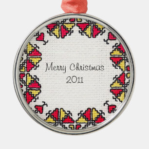 Ukrainian Embroidery Metal Ornament
