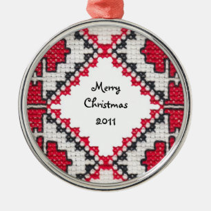 Ukrainian Embroidery Metal Ornament