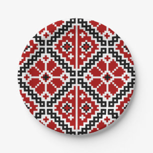 Ukrainian embroidery paper plates