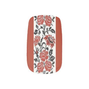 Ukrainian Embroidery Roses, Sunflowers & Thistle Minx Nail Wraps
