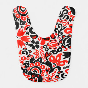 Ukrainian ethnic folk art floral pattern absrtact baby bib