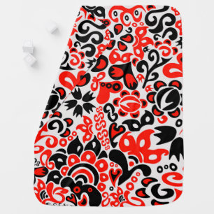 Ukrainian ethnic folk art floral pattern absrtact baby blanket
