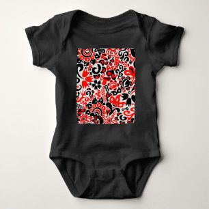 Ukrainian ethnic folk art floral pattern absrtact baby bodysuit