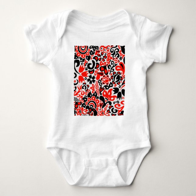 Ukrainian ethnic folk art floral pattern absrtact  baby bodysuit (Front)
